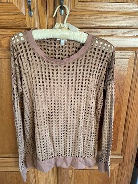 Taupe Cutout Long Sleeve Top